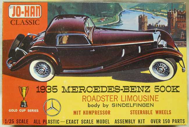 Jo-Han 1/25 1935 Mercedes Benz 500K Roadster Limousine Sindelfingen Body, GC-1135 plastic model kit